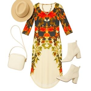 Poliana Plus XL Tropical Floral Lightweight High Low Dress Coverup Resort Chic